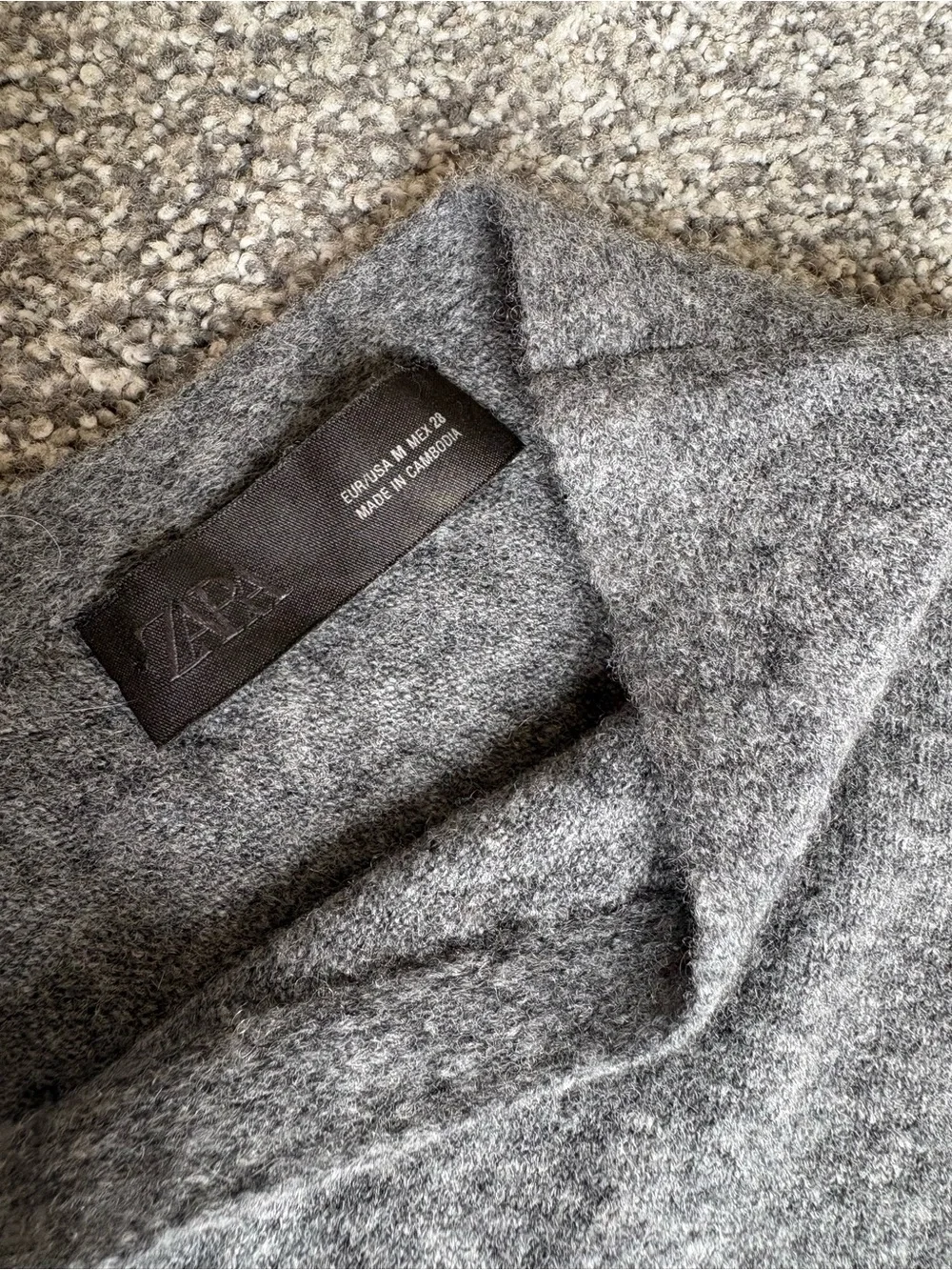 Zara Grey Wool Cashmere Double V Button Front Long Sleeve Cardigan size medium